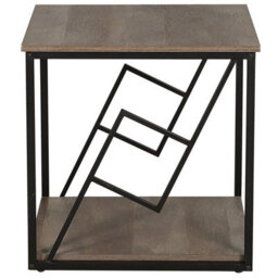 Beliani Home Side Table - Dark Wood Laminate Top, Black Metal Frame, 56 X 56 Cm Square - Modern Industrial - thumbnail 1
