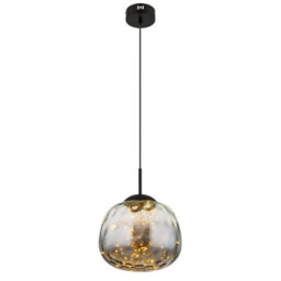 Luminosa Lighting Luminosa Firefly Globe Pendant Ceiling Light Matt Black Smoke Glass Shade Led 3000K - thumbnail 1