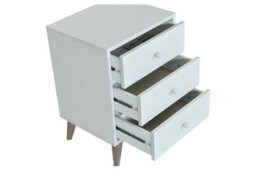 Amos Mann Furniture Elmi Artic White Bedside Cabinet Bedside Cupboard Nightstand - thumbnail 2