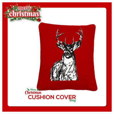 CHILIMILII Christmas Cushion Cover 100% Cotton Merry Xmas Decorative Square Cushion Cases Pack Of 2