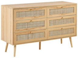 Beliani Light Brown Rattan 6-Drawer Chest With Rattan Fronts, Boho Style - thumbnail 3