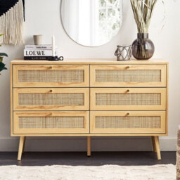 Beliani Light Brown Rattan 6-Drawer Chest With Rattan Fronts, Boho Style - thumbnail 2