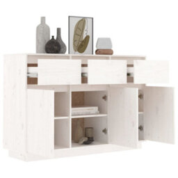 Berkfield Sideboard White 110X34X75 Cm Solid Wood Pine - thumbnail 7