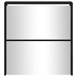 Berkfield Shoe Cabinet With Mirror 2-Layer Black 63X17X67 Cm - thumbnail 5