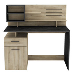 FurniComp LTD Furnicomp Jade 1 Door 1 Drawer Black And Oak Office Desk - thumbnail 2