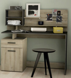 FurniComp LTD Furnicomp Jade 1 Door 1 Drawer Black And Oak Office Desk - thumbnail 7