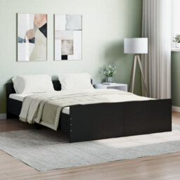 Berkfield Bed Frame With Headboard And Footboard Black 135X190 Cm - thumbnail 1