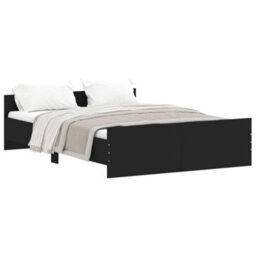 Berkfield Bed Frame With Headboard And Footboard Black 135X190 Cm - thumbnail 2