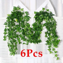 Amorly 6 Pcs 220Cm Green Vines Fake Plant Vine Leaves, Hanging Fake Vine Leaves, Home Kitchen Garden Office Wedding Wall Decor - thumbnail 1