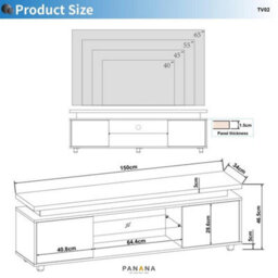 Black Large Led Tv Unit Stand Cabinet 2 Doors Sideboard Storage - thumbnail 2