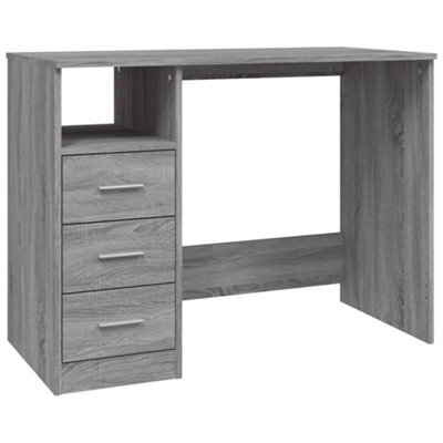 Berkfield Modern Desk With Drawers Grey Sonoma 102X50X76 Cm Engineered Wood
