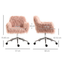 Vinsetto Faux Fur Home Office Chair, Vanity Chair W/ Adjustable Height, Pink - thumbnail 3