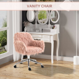 Vinsetto Faux Fur Home Office Chair, Vanity Chair W/ Adjustable Height, Pink - thumbnail 6