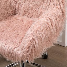 Vinsetto Faux Fur Home Office Chair, Vanity Chair W/ Adjustable Height, Pink - thumbnail 9