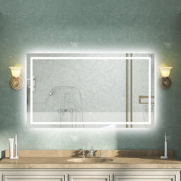 AVER-GROWTH Bathroom Mirror With 3 Colour Led Lights Demister Pad Anti-Fog Touch/wall Switch Dimmable Portrait/landscape 1400X800mm - thumbnail 1