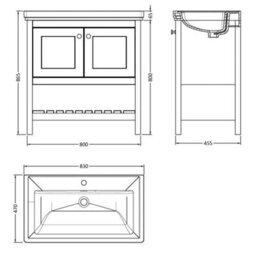 Dezine Colorado 800mm Fern Green 1 Tap Hole Floorstanding Vanity Unit - thumbnail 4