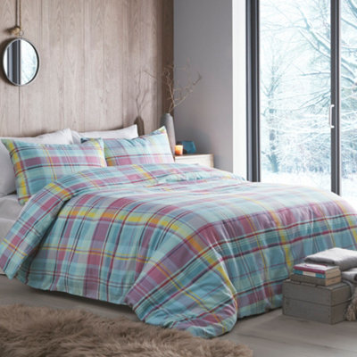 Appletree Applecross Check 100% Brushed Heavyweight Cotton Multi Duvet Cover Set - image 1