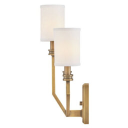 Luminosa Lighting Elstead Hinkley Moore Candle Wall Lamp Traditional Heritage Brass, Ivory Linen Shade 3X E14 - thumbnail 5