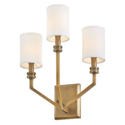 Luminosa Lighting Elstead Hinkley Moore Candle Wall Lamp Traditional Heritage Brass, Ivory Linen Shade 3X E14 - thumbnail 4