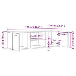 Berkfield Tv Cabinet Smoked Oak 120X34X37 Cm Engineered Wood - thumbnail 9
