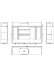 Balterley Pirehill Traditional Floor Standing 2 Drawer 3 Door Vanity Unit With Worktop And Countertop Vessel, 1500mm, Pebble Grey - thumbnail 2
