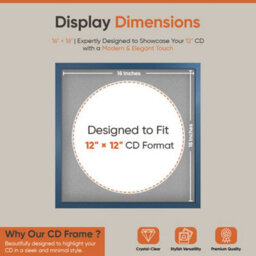 "16X16"" Navy Blue Sleek Vinyl Record Frame With Silver Mount For 12 Inch Lp Disc - Ak Frames" - thumbnail 2