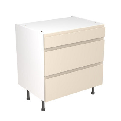 Kitchen Kit 3 Drawer Base Unit 800mm W/ J-Pull Cabinet Door - Ultra Matt Cashmere - image 1