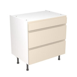 Kitchen Kit 3 Drawer Base Unit 800mm W/ J-Pull Cabinet Door - Ultra Matt Cashmere - thumbnail 1