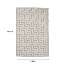 Jack Stonehouse Outdoor Plastic Rug Wool-Look Anti-Slip Durable Garden Patio Conservatory Carpet Mat - Beige Zigzag - thumbnail 2