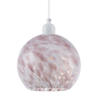 Happy Homewares Modern Pink And White Snowflake 20Cm Glass Pendant Ceiling Lamp Shade - image 1