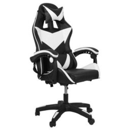 Massage Gaming Chair Computer Chair Home Office Sports Desk Swivel Pc Chairs Black&white Without Footrest