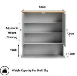 Taylor & Brown Double Mirror Bathroom Cabinet With Open Shelf, Grey Wall Mounted Bathroom Medicine Storage Cabinet With Shelves - thumbnail 6
