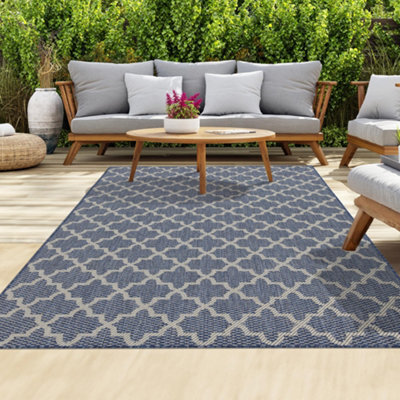 Homeart Outdoor Rugs Easy Cleaning Area Rugs For Balcony,garden,picnic,uv Weather Resistant  D.blue Cream, 200 X 290 Cm - image 1
