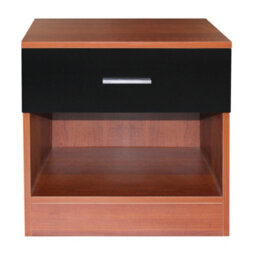Comfy Living Walnut/black High Gloss Bedside Table - thumbnail 2