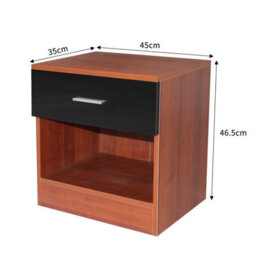 Comfy Living Walnut/black High Gloss Bedside Table - thumbnail 3