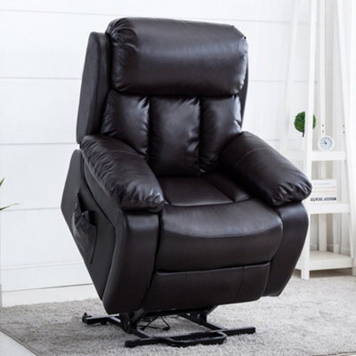 More4Homes Chester Dual Motor Electric Rise Recliner Bonded Leather Armchair Electric Lift Riser Chair (Brown) - image 1