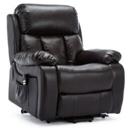 More4Homes Chester Dual Motor Electric Rise Recliner Bonded Leather Armchair Electric Lift Riser Chair (Brown) - thumbnail 2