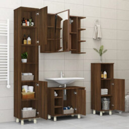 Berkfield Bathroom Cabinet Brown Oak 30X30X95 Cm Engineered Wood - thumbnail 4