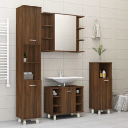 Berkfield Bathroom Cabinet Brown Oak 30X30X95 Cm Engineered Wood - thumbnail 3
