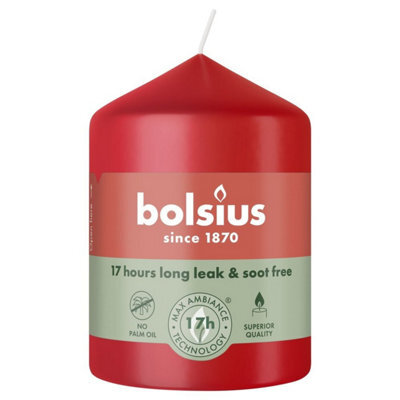 Bolsius Delicate Essential Pillar Candle 80 X 58mm 3 Pack - Red - image 1