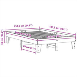 Berkfield Bed Frame Without Mattress White 135X190 Cm Double Solid Wood Pine - thumbnail 9