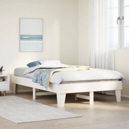 Berkfield Bed Frame Without Mattress White 135X190 Cm Double Solid Wood Pine - thumbnail 1