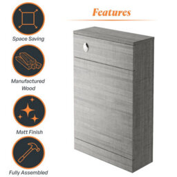 Plum&clay Walter Grey Wood Toilet Wc Unit Bathroom Furniture (W) 500mm - thumbnail 6
