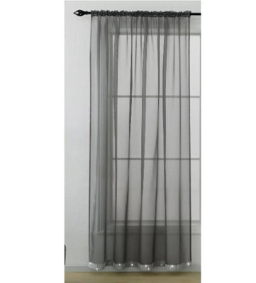 "Curtains at Home 1 Pair Viva Grey Slot Top Curtain Panels - 57"" Wide X 90"" Drop" - image 1