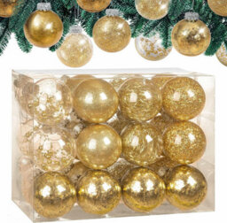 Casaria 24 Clear Fillable Christmas Baubles With Decorative Fill Included - thumbnail 1