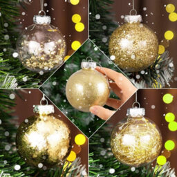 Casaria 24 Clear Fillable Christmas Baubles With Decorative Fill Included - thumbnail 4
