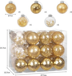 Casaria 24 Clear Fillable Christmas Baubles With Decorative Fill Included - thumbnail 2