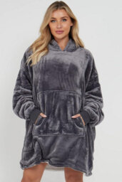 Homes & Linen Oversized Wearable Blanket Hoodie Teddy Fleece Fluffy Sherpa Hooded Sweatshirt Blanket With Pocket For Men & Women - thumbnail 3