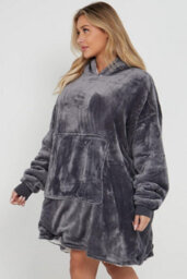 Homes & Linen Oversized Wearable Blanket Hoodie Teddy Fleece Fluffy Sherpa Hooded Sweatshirt Blanket With Pocket For Men & Women - thumbnail 4
