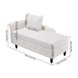 Storage Chaise Lounge Chair Upholstered Reclining Sofa For Living Room Bedroom - thumbnail 2
